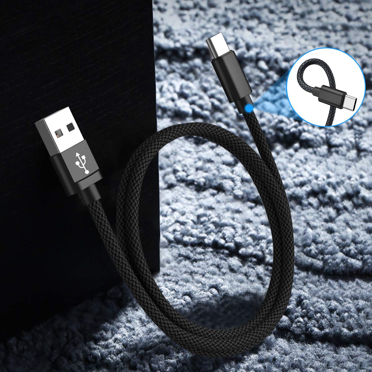 Basesailor USB Type C Charger Cable 6.6FT 2 Pack,Nylon Charging Power Cord for Samsung Galaxy S10E S23 S20 S21 S22,Moto Z3 Z4 G7 G8 G9 Play Power G Pro Fast Stylus,Motorola Razr Edge One 5G,Steam Deck