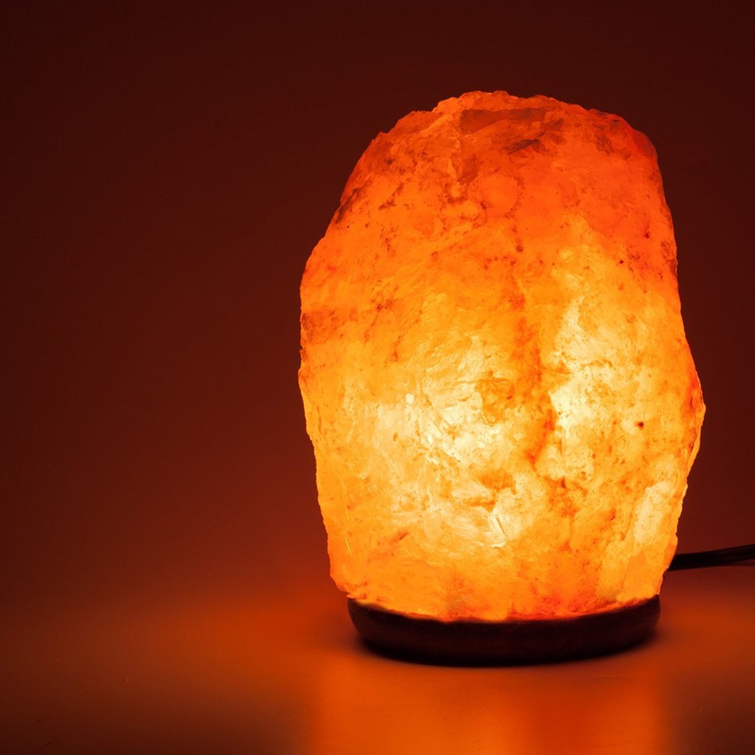 HemingWeigh Natural Himalayan Salt Lamp Hand Carved with Genuine Wood Base, Bulb and On and Off Switch 6 to 8 Inch
