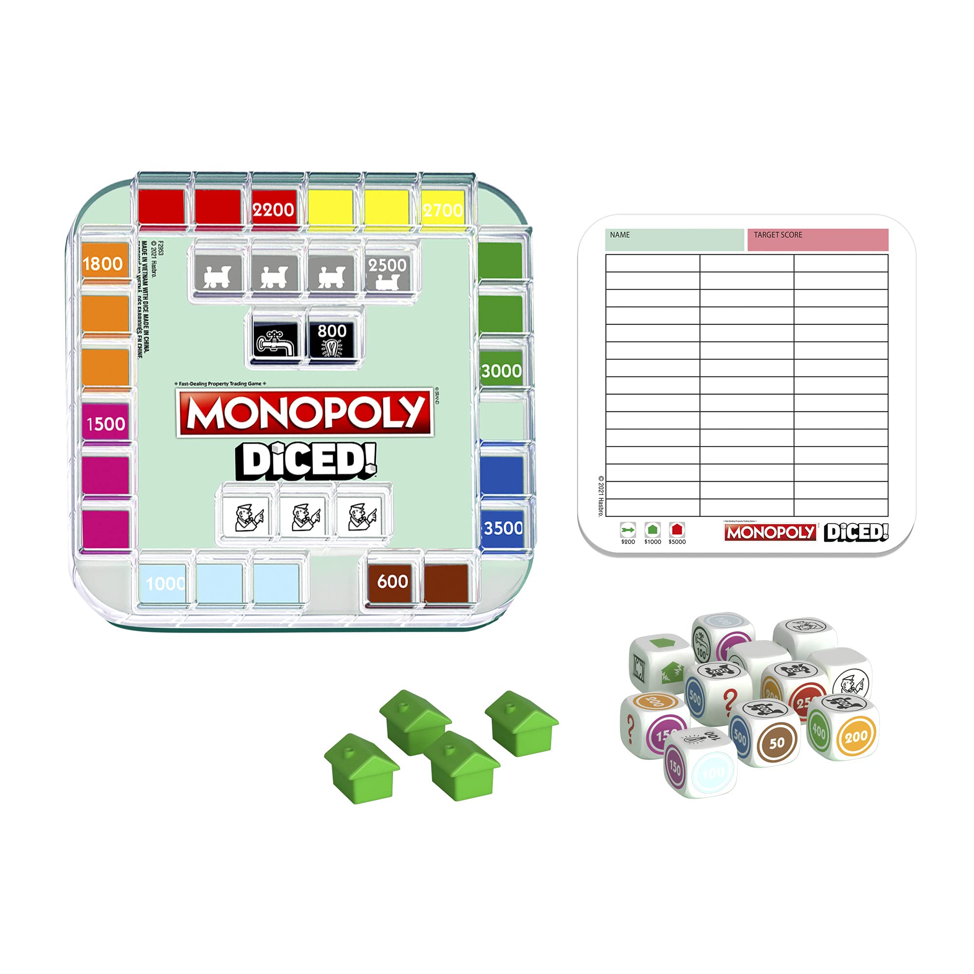 MONOPOLY Diced Game, Easy to Learn Game, Quick Game, Portable Travel Board Game, Fast Game for Kids Ages 8 and Up