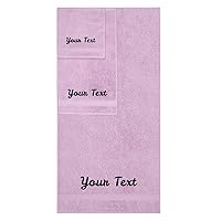 Personalized Towels, Hotel & Spa Quality, Super Soft, Highly Absorbent, Bathroom Sets, 100% Cotton Monogrammed towels 3 Piece Towel Set, Includes 1 Bath Towels, 1 Hand Towels, 1 Washcloths, Lilac