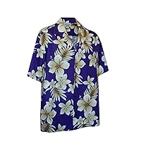 Pacific Legend Mens Colossal Plumeria Hibiscus Shirt in Purple - XL