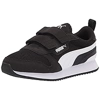 PUMA unisexchild R78 Hook and Loop Sneaker, Black/White, 11 Little Kid US