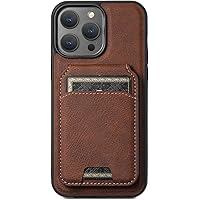GUYFAM- Case for iPhone 15 Pro Max/15 Plus/15 Pro/15, PU Leather Wallet Phone Cover Card Slot Supports Wireless Charging (Brown)