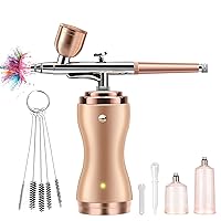 Airbrush Kit with Auto On/Off Air Compressor and 0.3mm Gravity Feed Airbrush Kit with Replaceable 0.4mm Nozzle Cap Needle 6cc 20cc 40cc Cups for Makeup,Model Making,Cake Decoration 