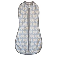 Woombie Convertible Nursery Swaddling Blanket - Swaddle Converts to Wearable Blanket for Babies Up to 3 Months (Kiss Elephant Blue, 5-13 lbs)