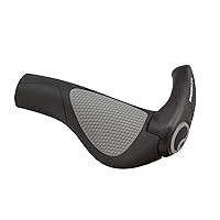 Ergon - GP2 Ergonomic Lock-on Bicycle Handlebar Grips with Small Size Bar End Support | Regular Compatibility | for Hybrid and Mountain Bikes | Two Sizes | Black/Gray