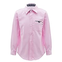 Kids Boys Lapel Long Sleeve Button-Down Shirts Tops Solid Color Formal Uniform Dress Shirts Casual Wear