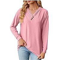 Womens Tops Pleated V Neck Long Sleeve Fall Clothes Tshirts Casual Dressy Blouses 2024 Fashion Loose fit Tunic Shirts