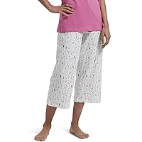 HUE womens Basic Printed Knit Capri Pajama Sleep Pant, Made With Temperature Control Technology