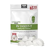 Unique RV Digest-It Black Water Tank Treatment - Drop In Pod RV Toilet Treatment - Eliminates Odor, Liquifies Waste, Prevents Sensor Misreading (20 Pods)