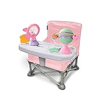 Summer Infant Pop ‘N Sit Eat ‘N Play (Pink) Baby Pop Up Chair for Meals and Playtime with Removable Tray and Toys, Portable Booster Folds for Travel