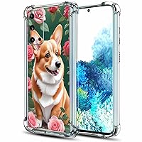 Galaxy S20 FE 5G Case,Cute Corgi Dog Roses Flower Drop Protection Shockproof Case TPU Full Body Protective Scratch-Resistant Cover for Samsung Galaxy S20 FE 5G