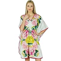 Bimba Women Short Floral Cotton Kaftan Kimono Sleeve Coverup Summer Caftan
