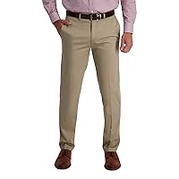Haggar Men's Iron Free Premium Khaki Straight Fit Flat Front Flex Waist Casual Pant Medium Khaki 33 x 32
