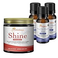 Shine Remineralizing Natural Teeth Whitening Powder in Cinnamon (1) + Healthy Mouth Blend Organic Toothpaste & Mouthwash Alternative Tooth Oil (3)