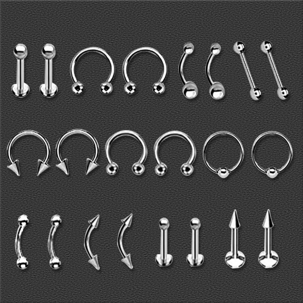 Romlon Piercing Kits - 198Pcs Professional Piercing Kit Surgical Steel Piercing Jewelry Kit 14G 16G 18G Piercing Needles Disposable Piercing Clamps Belly Ring Tongue Tragus Nose for Piercing