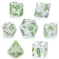Gake Keeper Games & Dice: Firefly Dice - 7 Piece Resin Dice Set, Radiant Inclusion, Glow-in-The-Dark, Role Playing Games Accessory, RPG Dice