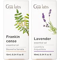 Frankincense Oil for Skin & Lavender Essential Oil for Diffuser Set - 100% Natural Aromatherapy Grade Essential Oils Set - 2x0.34 fl oz - Gya Labs