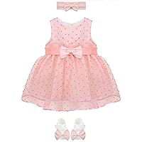 Lilax Baby Girl Lace Sleeveless Dot Tulle Dress Pageant 3 Piece Party Wedding Outfit