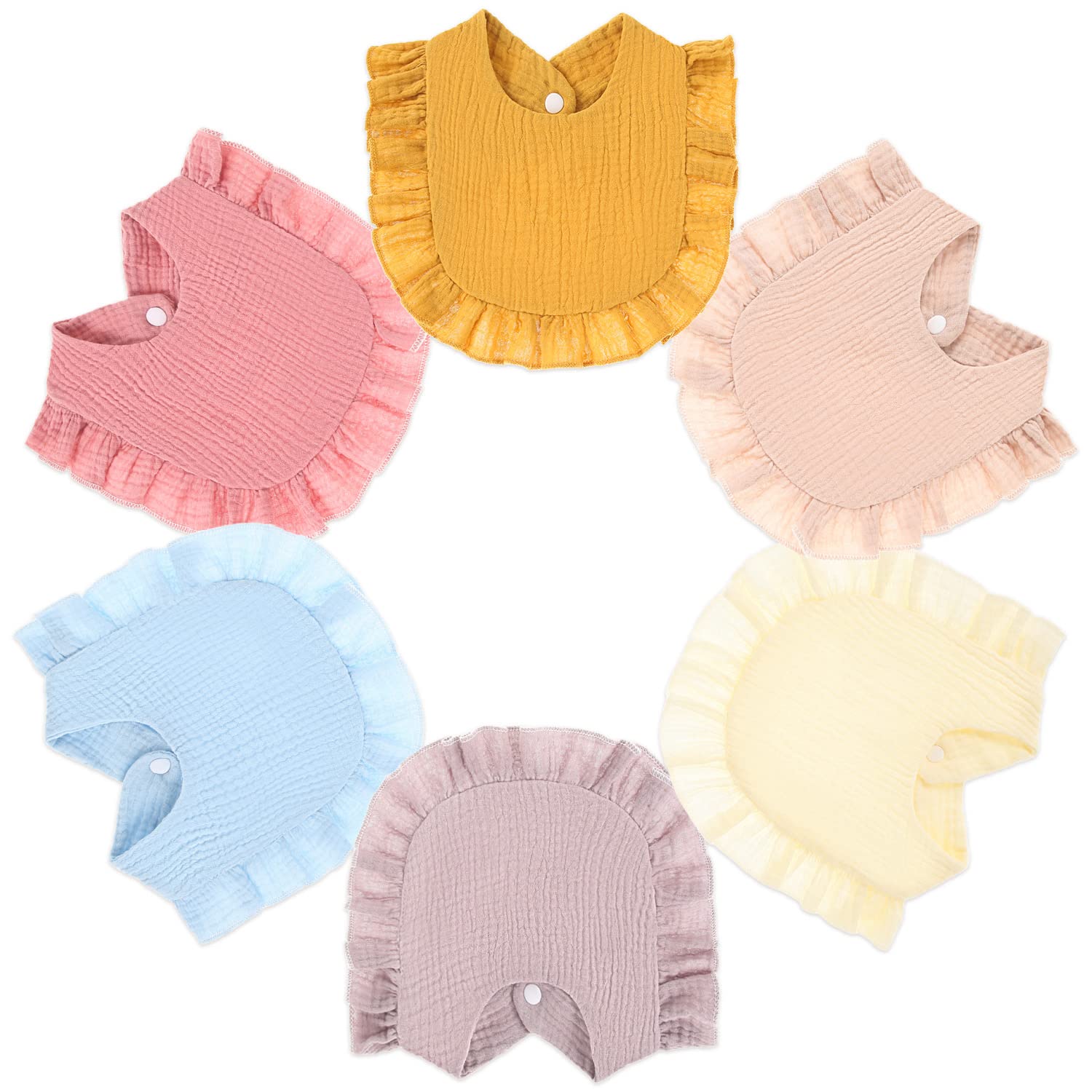 Mccotwe Muslin Baby Bibs Drool Teething Bibs Lap-shoulder Drool Cloths Bibs 4-Layer Organic Cotton for Girls Multi-Use Scarf