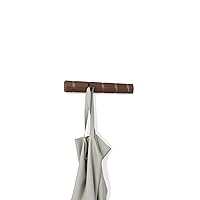 Umbra Flip 5-Hook Wall Mounted Coat Rack, Modern, Sleek, Space-Saving Coat Hanger with 5 Retractable Hooks to Hang Coats, Scarfs, Purses and More, Walnut/White Gold