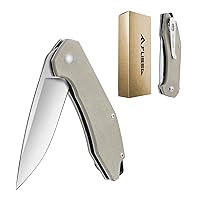 FLISSA Pocket Knife, Folding Tactical Knife with G10 Handle, D2 Blade, Liner Lock, Pocket Clip, EDC Knife for Hiking, Camping, Survival, Indoor and Outdoor Activities(Brown)