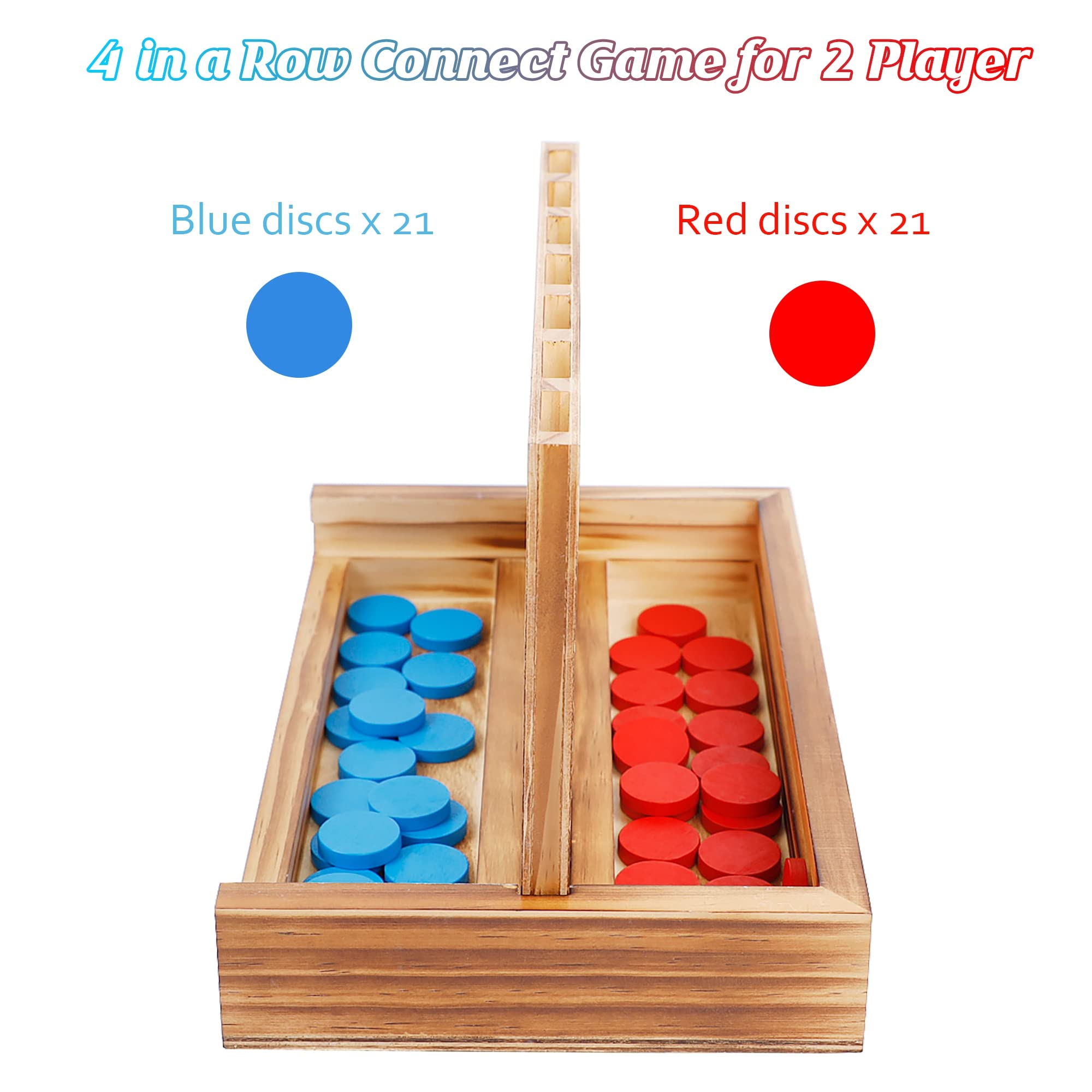 Glintoper Shut The Box & 4 in a Row Tables Game Set, Classic Wood Dice Game with Numbers & Line Up 4 Game for Kids Family, Living Room Rustic Coffee Table Decor, Travel Game Strategy Board Games