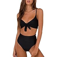 Blooming Jelly Womens High Waisted Bikini Set Tie Knot High Rise Two Piece Swimsuits Bathing Suits