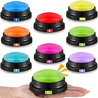 8 Pcs Buzzers for Trivia Games Show Buzzers Recordable Answer Buzzers Classroom Buzzers with Number Recordable Button Gift for Christmas Office Home Trivia Nights, 8 Colors