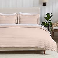 Great Bay Home 3-Piece Lightweight Rose Pink Full/Queen Quilt Comforter with 2 Shams | All-Season, Cozy, Modern Bedspreads | Channel Coverlet Sets | Virginia Collection