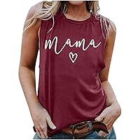 Summer Tank Tops for Women Mama Shirt Mother's Day Shirts Gift Casual Sleeveless Loose Fit Vest Workout Yoga Tanks