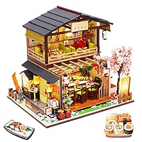 Spilay DIY Dollhouse Miniature with Wooden Furniture,Handmade Japanese Style Home Craft Model Mini Kit with Dust Cover & Music Box,1:24 3D Creative Doll House Toy for Adult Teenager Gift M2011