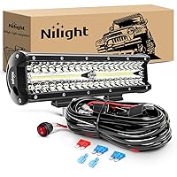 Nilight ZH411-A 12Inch 12 Inch 300W Triple Row Flood Spot Combo 30000LM Led Off Road Lights for Trucks with 16AWG Wiring Harness Kit,2 Years Warranty