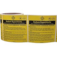 Sodium Hypochlorite Chemical Safety Procedure Labels 4 x 4 Inches, Bleach Stickers Emergency Overview, Precautionary Measures, First Aid, Fire, Spill Procedures, Chemical Safety Info, 100-Pack