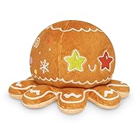 TeeTurtle - The Original Reversible Octopus Plushie - Gingerbread - Cute Sensory Fidget Stuffed Animals That Show Your Mood