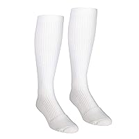 NuVein Compression Socks, 15-20 mmHg Support for Men, Padded Cushion Foot, Knee High, Closed Toe, White, Medium