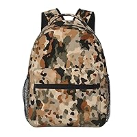 Brown and Leopard Print Camouflage Print Backpack Large Travel Backpack Laptop Bag For Women and Men Casual Daypack