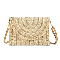 KUANG! Straw Shoulder Bag for Women Woven Purse Beach Envelope Clutch Straw Wallet Crossbody Bag