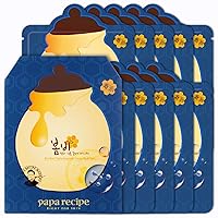 Papa Recipe Bombee Sheet Mask, Korean moisturizing honey mask pack for dehydrated and sensitive skin. 10 sheets (Blue)