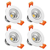 LightingWill 2inch LED Dimmable Downlight, 3W COB Recessed Ceiling Light, Daylight White 5500K-6000K, CRI80, 25W 220LM Halogen Bulbs Equivalent, White (4 Pack)