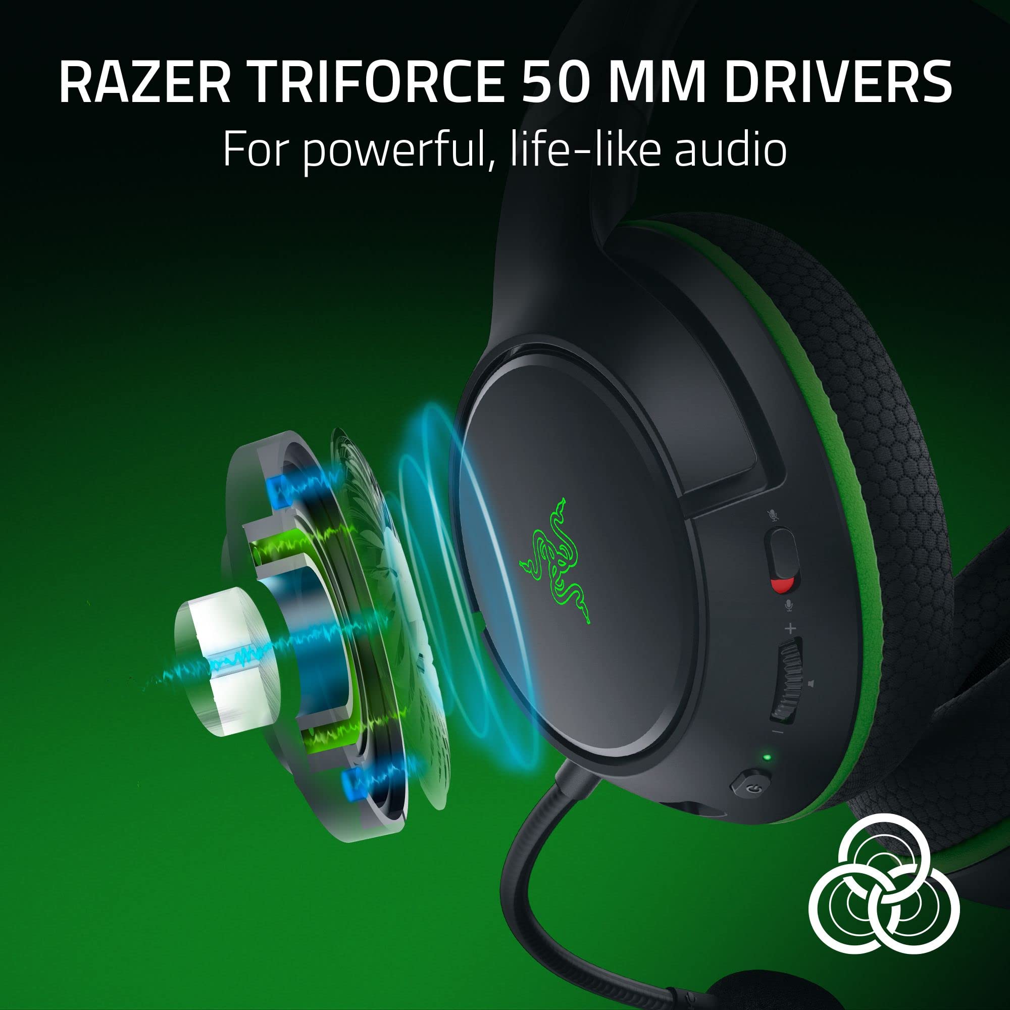 Razer Kaira HyperSpeed Wireless Gaming Headset for Xbox Series X|S, Xbox One, PC, Mobile: TriForce 50mm Drivers, HyperClear Cardioid Mic, Low Latency Bluetooth Mode, Up to 30 Hour Battery Life, Black