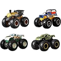 Hot Wheels Monster Trucks 1:64 Scale Set of 4 Toy Trucks with Giant Wheels (Styles May Vary)