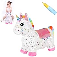 INPANY Bouncy Unicorn Bouncy Horse for Toddlers- Bouncy Animals for Toddlers, Birthday Gift Toys for 2,3,4,5 Year Old Girl, Kid, Ride on Animal Toys for Girls, Bouncing Hopper, Plush Covered
