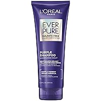 L’Oreal Paris Sulfate Free Brass Toning Purple Shampoo for Blonde, Bleached, Silver, or Brown Highlighted Hair, EverPure, 6.8 Fl Oz (Packaging May Vary)