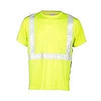 Unisex High Visibility Reflective Premium Black Series T-Shirt 9114, Polyester, ANSI 107 Type R / Class 2, With Pocket, Construction, Warehouse, Utility, Security, Event Staff (Lime, M)