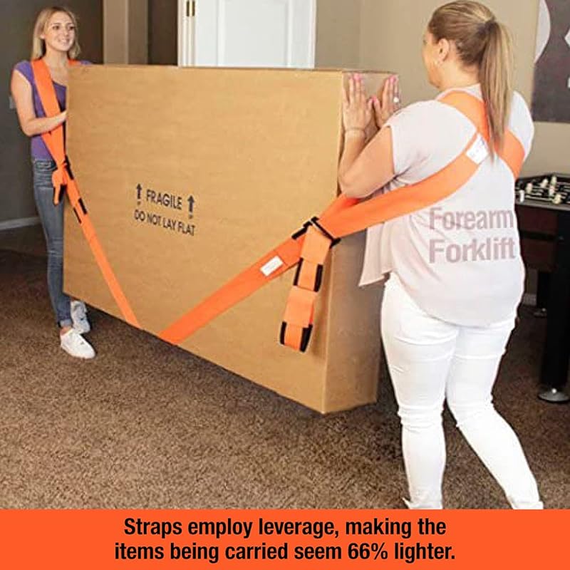 Mua Forearm Forklift 2-Person Shoulder Harness and Moving Straps System,  Lift Furniture, Appliances, or Item up to 800 lbs. Safe and Easy Like a Pro,  Harnesses and Straps, Orange trên