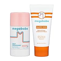 Megababe Underarm 2-Piece Bundle - Rosy Pits Daily Deodorant 2.6 oz & Happy Pits Underarm Mask 3 fl oz | Odor Protection, Aluminum Free