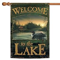 Toland Home Garden 100019 Loon Lake Welcome summer Flag 28x40 Inch Double Sided for Outdoor Welcome House Yard Decoration
