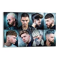 AYTGBF Men's Hairstyles Barber Shop Decor Posters Beauty Salon Poster (8) Canvas Painting Wall Art Poster for Bedroom Living Room Decor 24x36inch(60x90cm) Frame-style