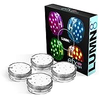 EFX LED Waterproof Lights - Multicolor Accent Submersible LED Lights - Premium Indoor & Outdoor Battery Operated Lights - LED Puck Light for Events, Patio, Pool, Hot Tub, Shower - 4-Pack